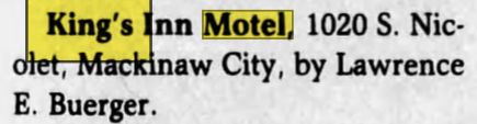 Kings Motel (Kings Inn) - 1989 Ad